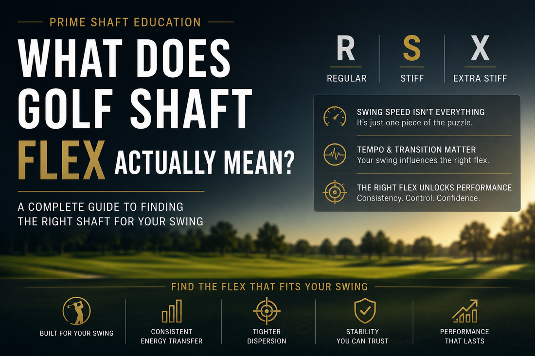 Golf shaft flex guide explaining Regular, Stiff and Extra Stiff shaft profiles and how flex relates to a golfer's swing.